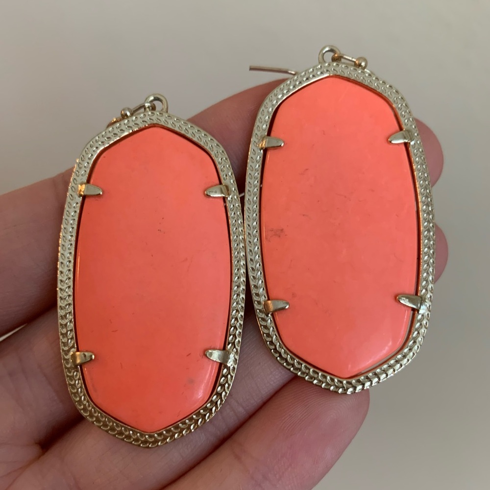 Kendra Scott Gold Danielle Earrings in Coral